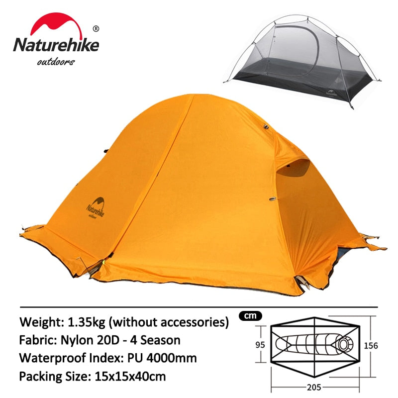 Naturehike Cycling Tent 1 Person Ultralight Backpacking Tent Double Layer Fishing Beach Tent Outdoor Travel Hiking Camping Tent - lebenoutdoors