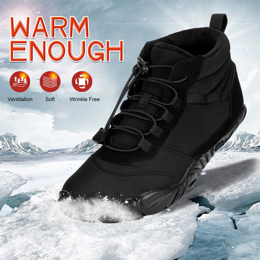 Winter Warm Running Barefoot Shoes Women Men Rubber High Ankle Boots Waterproof Non-Slip Breathable for Outdoor Walking Unisex - lebenoutdoors