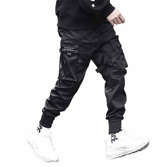 Streetwear Cargo Techwear Pants Men Multi Pocket Black Tech Wear Jogger with Straps