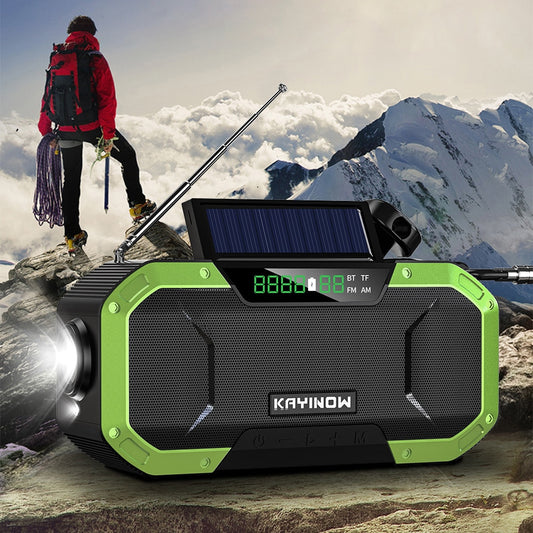 2023 KAYINOW Portable Emergency Solar Hand Crank Radio 5000mAh Power Bank Cranker Flash Light Camping Radio Survival Kit Radio