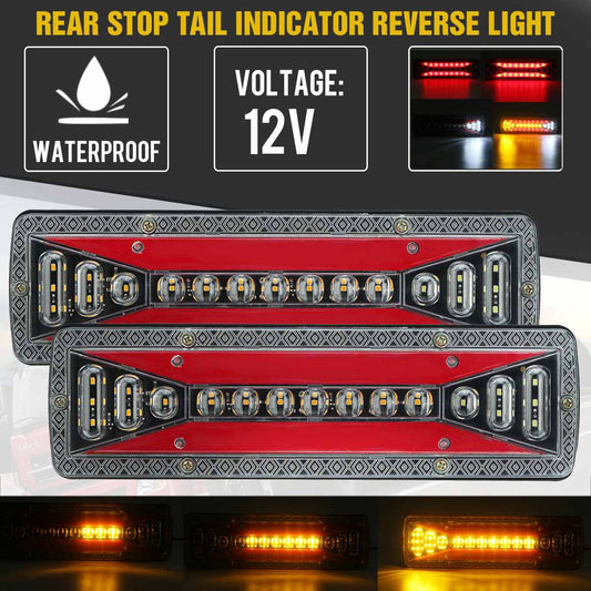 2pcs 12V 24V LED Truck Tail Lights Trailer Brake Rear Lights Taillights Dynamic Turn Signal Lamp Lorry Tractor Bus Caravans - lebenoutdoors