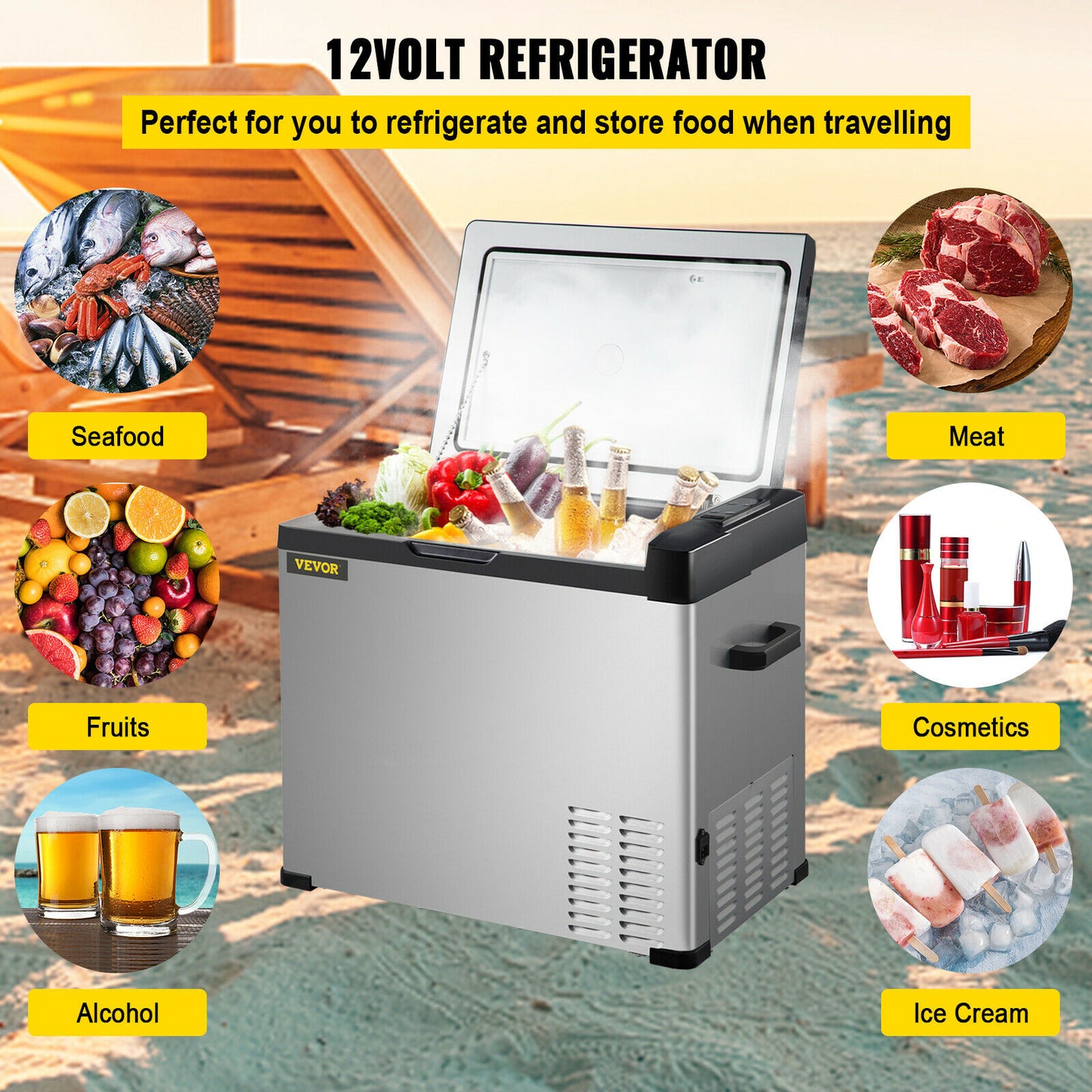 VEVOR 30L 40L 50L Mini Car Refrigerator Portable Fridge Freezer 12/24V DC 110-240 AC for Outdoors RV Boat Camping Traveling - lebenoutdoors