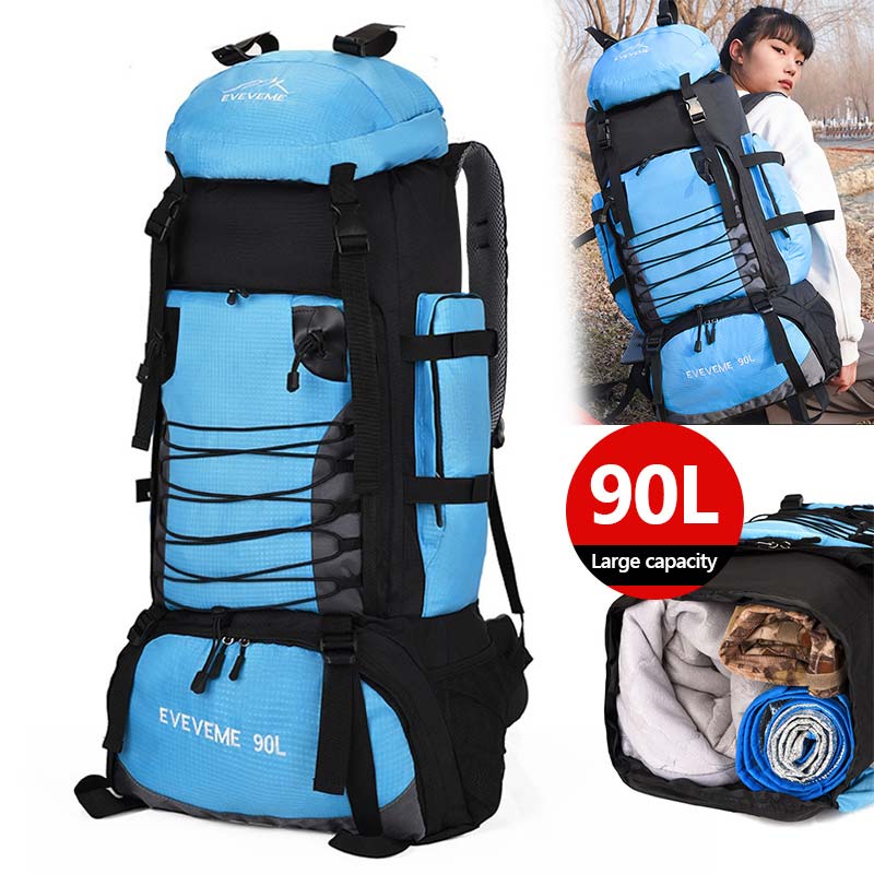 90L 80L Travel Bag Camping Backpack Hiking Army Climbing Bags Mountaineering Large Capacity Sport Bag Outdoor Military XA857WA - lebenoutdoors