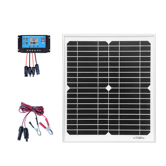 10W 12V Solar Panel Kit + Charge Controller, Suitable for Automotive, Motorcycle Boat  ATV Marine RV Trailer Snowmobile Off Grid - lebenoutdoors