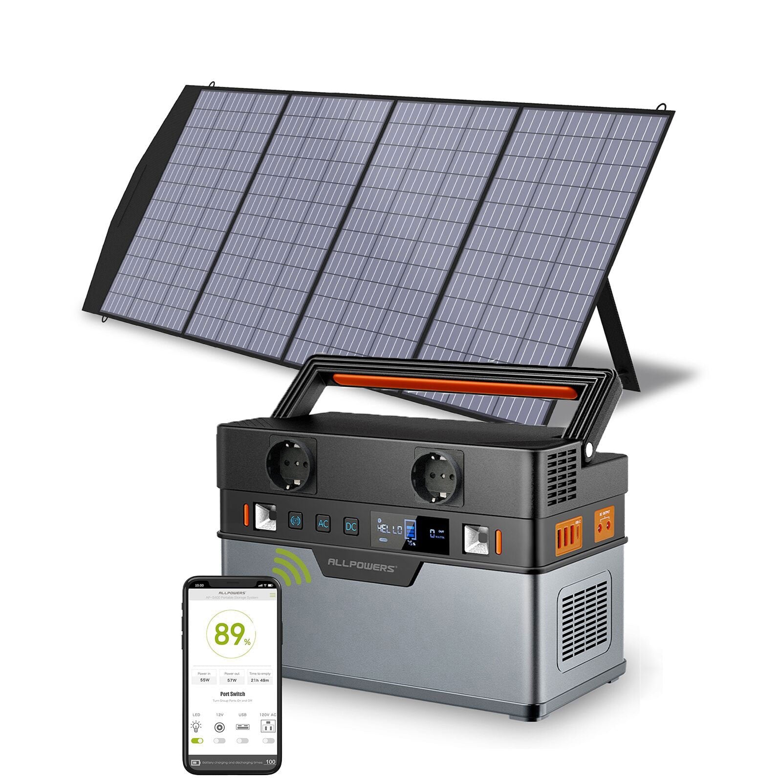 ALLPOWERS Portable solar Power Station 700W / 1500W Outdoor Generators, 110 / 230V Battery Backup With Mobile 200W Solarpanel - lebenoutdoors