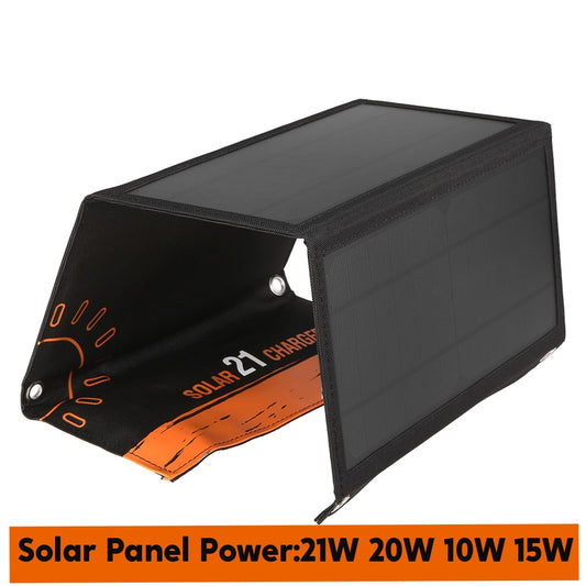 21W Foldable Solar Panel Charger Waterproof Portable Solar Charger USB Ports for Battery Phone Camping Supplies Survival Gadgets - lebenoutdoors