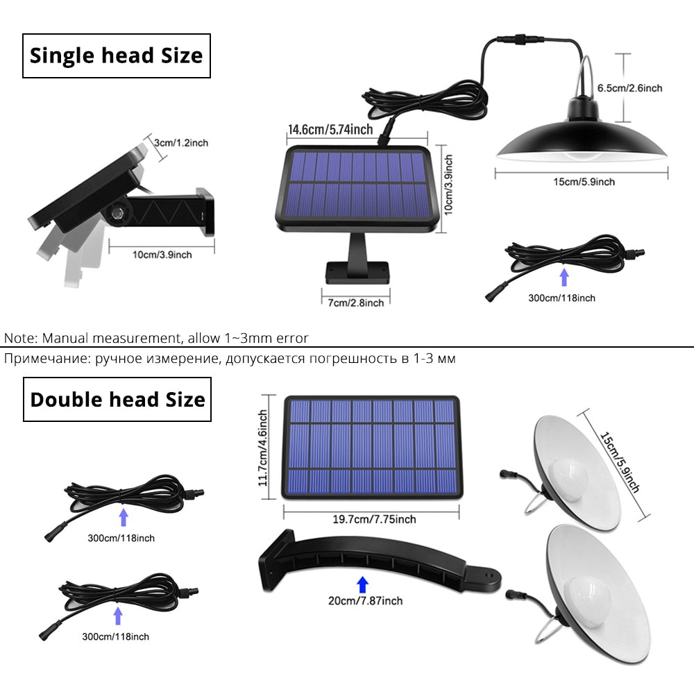 IP65 Waterproof Double Head Solar Pendant Light Outdoor Indoor Solar Lamp With Cable Suitable for courtyard, garden, indoor etc, - lebenoutdoors