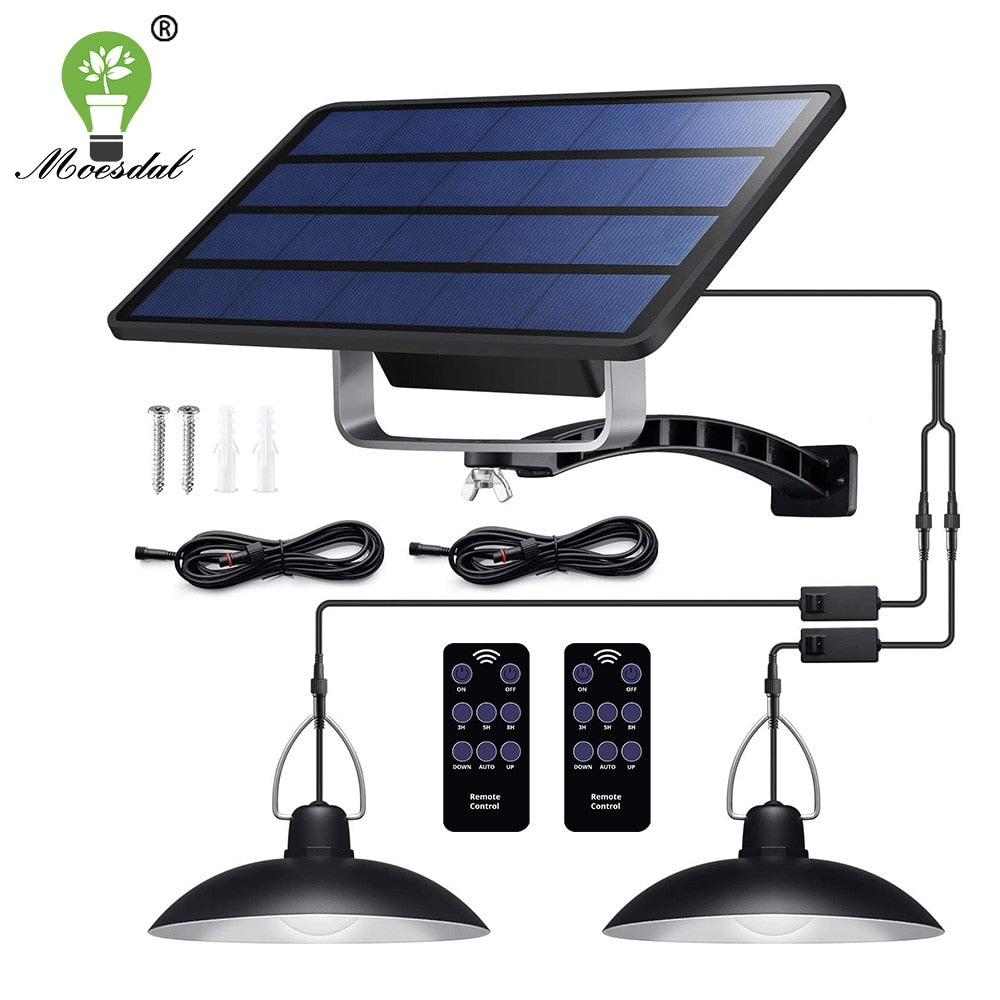 IP65 Waterproof Double Head Solar Pendant Light Outdoor Indoor Solar Lamp With Cable Suitable for courtyard, garden, indoor etc, - lebenoutdoors