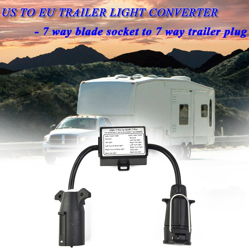 7 Way RV Blade To 7 Pin Trailer Round Socket Female Plug Connector Adaptor Universal For RV Camper Caravan Car Accessories - lebenoutdoors
