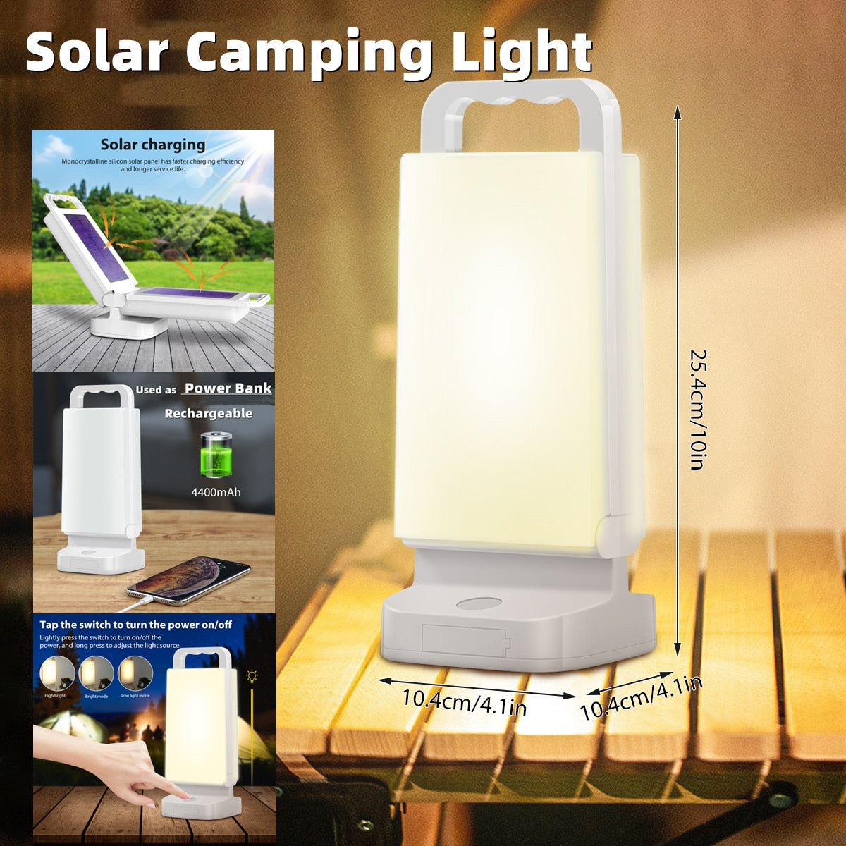Solar LED Light Outdoor Camping Light Rechargeable Dimmable LED Camping Lantern Portable Emergency Light Solar Light For Hiking - lebenoutdoors