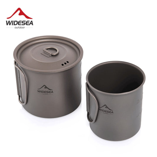 Widesea Camping Mug Titanium Cup Tourist Tableware Picnic Utensils Outdoor Kitchen Equipment Travel Cooking set Cookware Hiking - lebenoutdoors