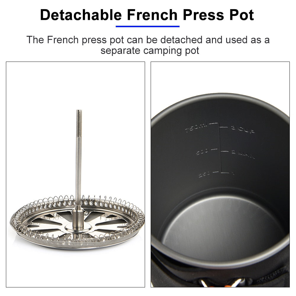 Widesea Camping Cooking System with Heat Exchanger Outdoor Gas Stove Burner Tourist Coffee Pot Cup Cookware Tableware Tourism - lebenoutdoors