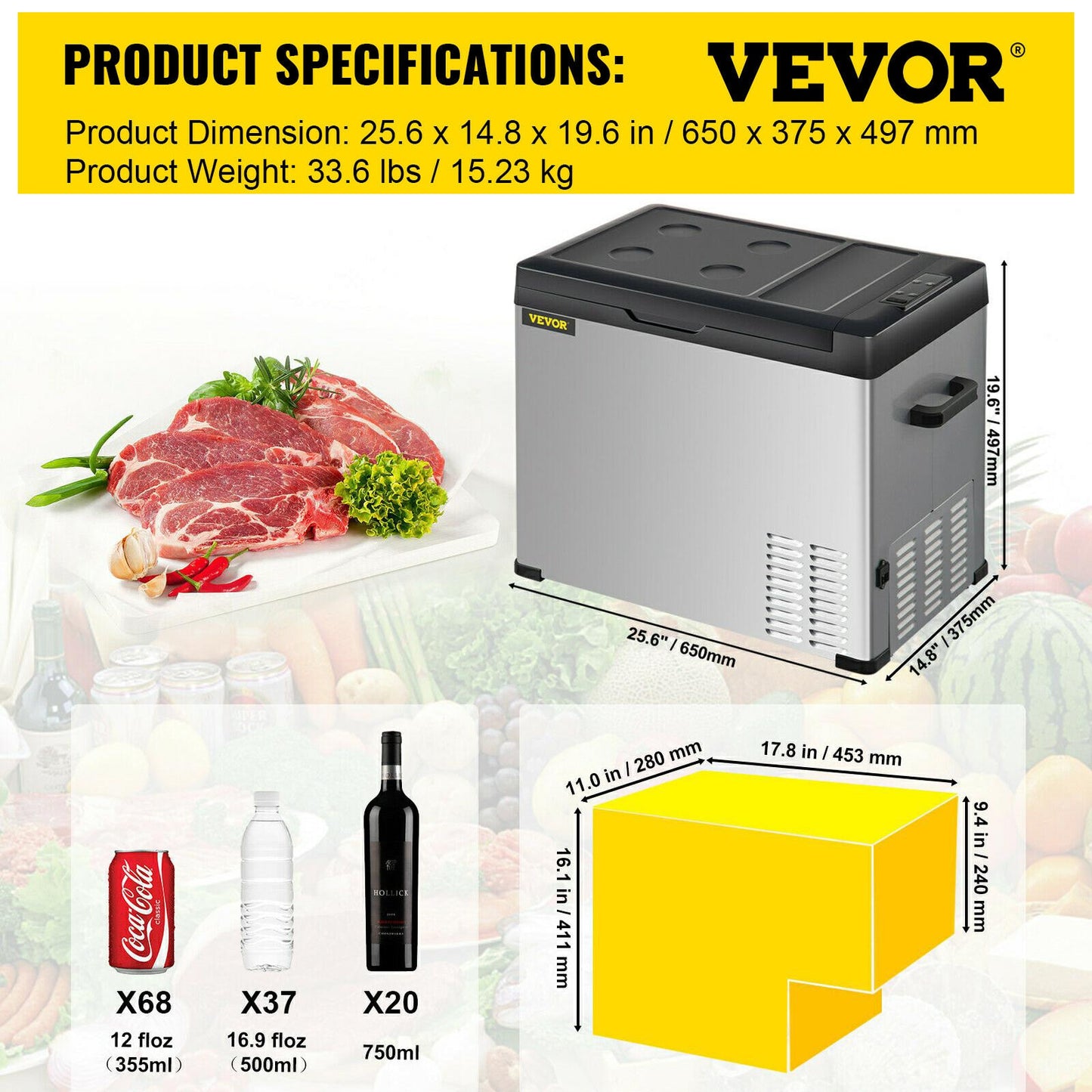 VEVOR 30L 40L 50L Mini Car Refrigerator Portable Fridge Freezer 12/24V DC 110-240 AC for Outdoors RV Boat Camping Traveling - lebenoutdoors